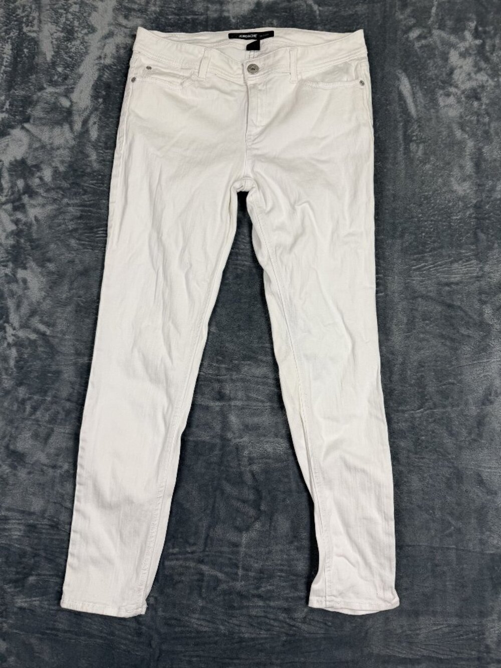Jordache Womens White Skinny Jeans Size 12 Mid-Rise Stretch Denim